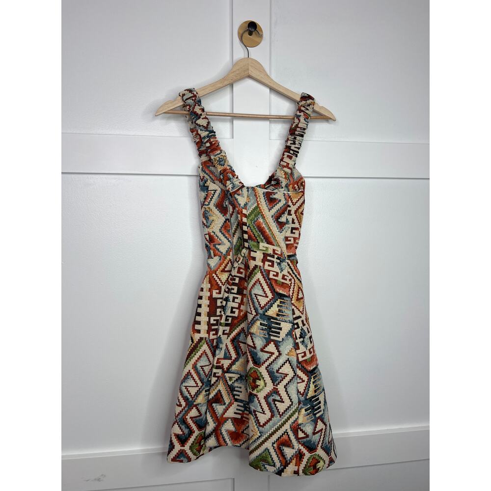 NWT Autumn Adeigbo Keava Sleeveless Tribal Jaquard Criss Cross Back Dress - Picture 6 of 7
